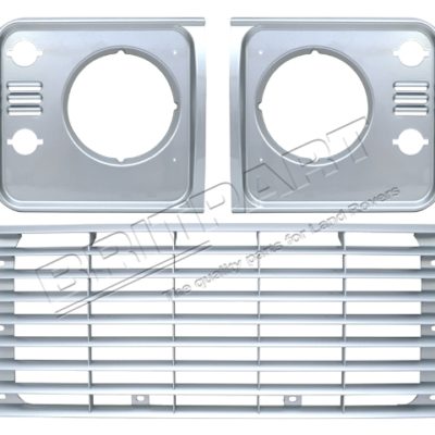 GRILLE &  HLAMP SURROUND SET INDUS SIVER